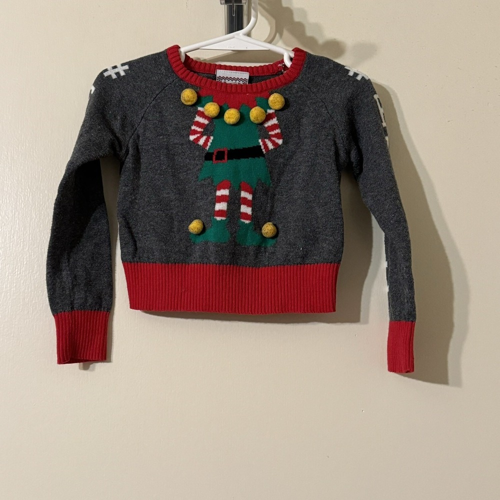 Well Worn Toddler 12 Months Ugly Christmas Elf Sweater Pom Poms # Elfie Sleeve